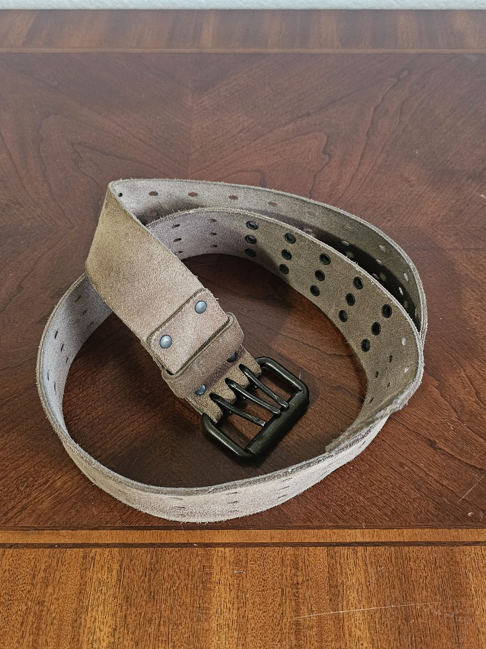 Allsaints Men's Suede Belt in Taupe